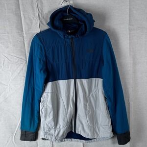 The North Face Womens Blue Grey Quilted Full Zip Hooded Insulated Jacket Medium